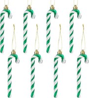 Glitzer Zuckerstangen Weihnachtsbaum Deko 8 StüCk GrüN Weiß 14CM