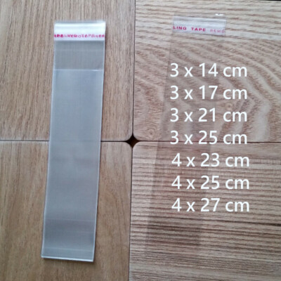  Kunststoff Klar Transparent OPP Selbstklebende Schale & Versiegelung Zellophan schmale Beutel