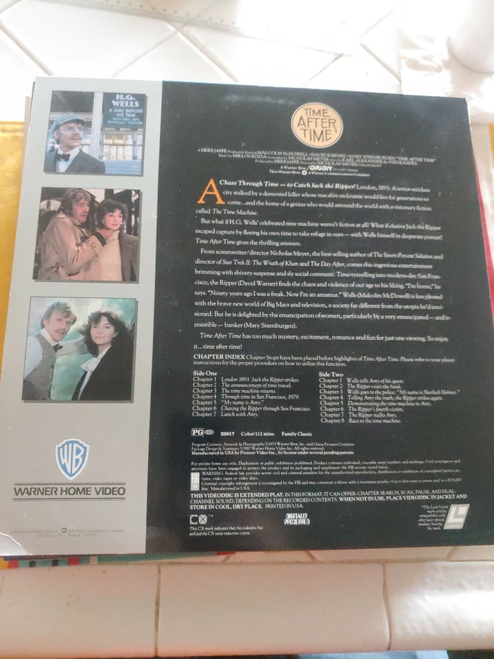 Time After Time Laserdisc LD Very Good Condition Very Rare Malcolm McDowell  Foto 3 de 3