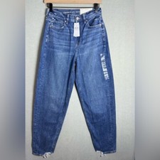 American Eagle High-Rise Relaxed Mom Jean Distressed Denim Women  s Size 0R NWT
