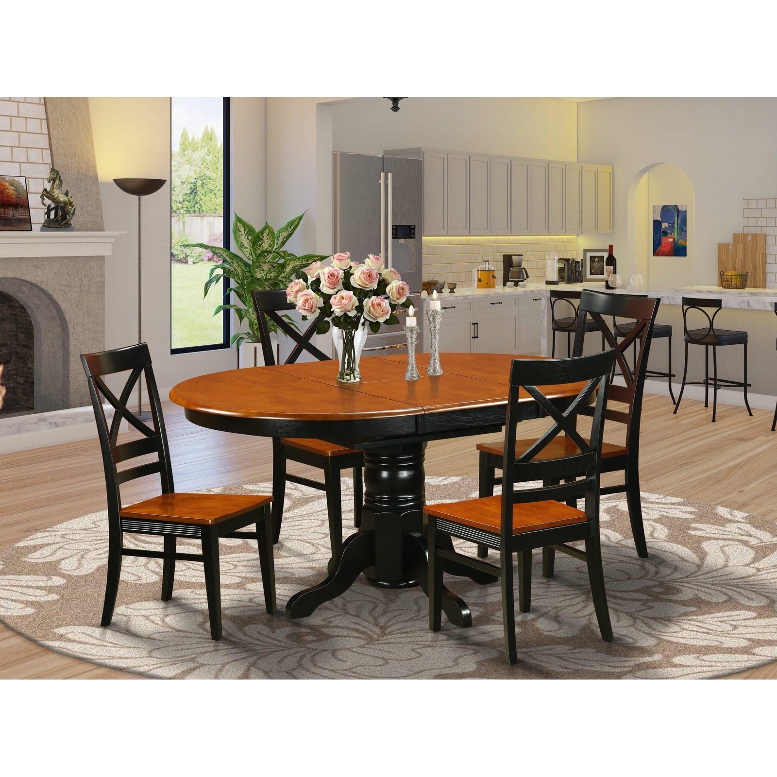 East West Furniture 5 Piece Kitchen Table Set- an Oval