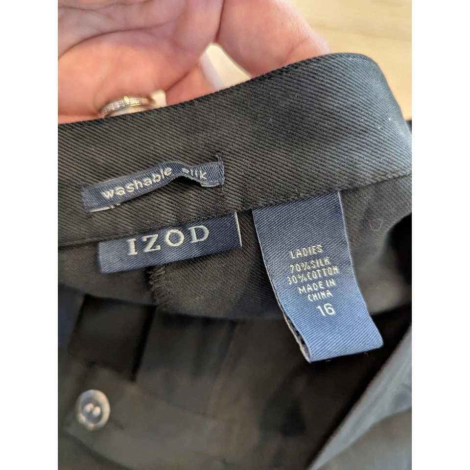 Pantalones Cortos Carga IZOD Mezcla Seda De Colección Damas Talla 16 Cintura Alta Bolsillos Foto 3 de 4