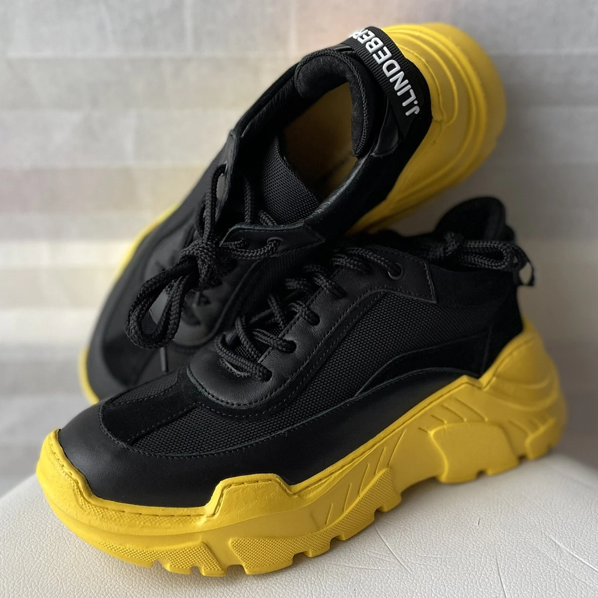 J.LINDEBERG Billie Mixton Sneakers Black Yellow Size EU 38 UK 5 New