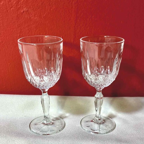 Vintage Clear Crystal LIQUEUR GLASSES • 2• Cordials Cut Glass Pattern France - Picture 4 of 4