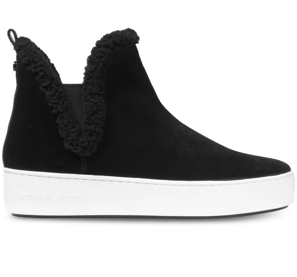 Nuevo MICHAEL KORS Talla 5 EE. UU. Ashlyn Gamuza Piel de Oveja Interior Botas Tenis Negro NUEVO Foto 3 de 4