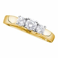 14kt Yellow Gold Round Diamond 3-stone Bridal Wedding Engagement Ring 1/4 Ctw