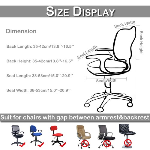 Computer Office Split Chair Cover Spandex Stretch Universal Desk Seat Slipcover - Picture 2 of 17