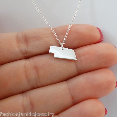 Nebraska State Charm Halskette - Sterlingsilber NEU