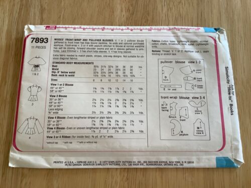 Simplicity SEWING PATTERN 7893 Front-Wrap & Pullover DISCO BLOUSE Size 10 UNCUT - Picture 2 of 3