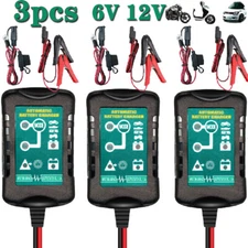 3 Pcs Battery Charger Maintainer Trickle 6V 12V 1.5A Car Automatic Motorcycle