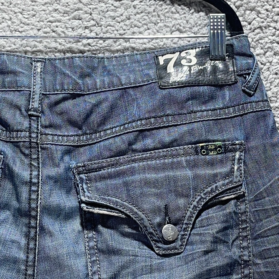 Buffalo by David Bitton Size 34x5 Denim Cutoff Shorts Stretch Flap Pocket Blue - Image 3 of 4