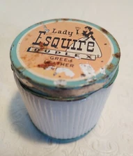 Vintage Lady Esquire Duplex Green Leather Cream Double screw Jar Milk Glass