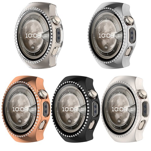 Jednorzędowe diamentowe wydrążone etui ochronne etui na zegarek pokrowiec na Huawei Watch5 - Zdjęcie 5 z 29