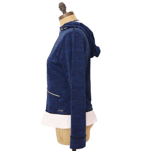 SOFIBELLA Active Jacket S Blue Space Dye Peplum Hooded Zip Tennis EUC B89 - Picture 4 of 6