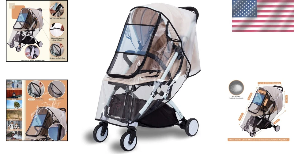 Travel-Friendly Waterproof Rain Cover for Strollers - Protects from Dust & Snow - Image 2 of 4