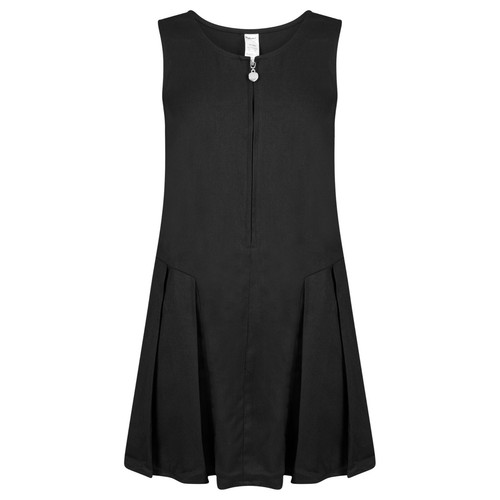 Girls School Pinafore Dress Pleated Charcoal Grey, Navy & Black Heart Zip Front  - Picture 11 of 14