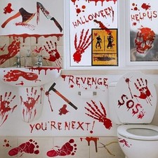 123 PCS Halloween Decorations Stickers Window Wall Floor Clings Bloody Handprint