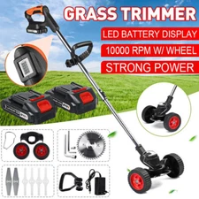 Electric Cordless Grass String Trimmer Lawn Edger Weed Wacker Cutter W/2 Battery