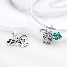 MULA European Butterfly Clover DIY Charm CZ Fit Lady Bracelet 925 SterlingSilver