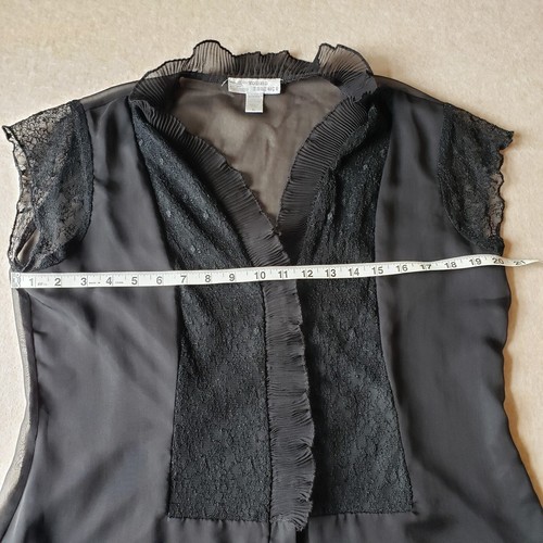 Vtg Young Essence Womens XL Black Sheer Mesh Lacy Top Goth Witchy Whimsigoth - Picture 8 of 11