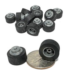 12pc 1993 TYCO TCR HO Slot Less Car REAR WHEELS WITH TIRES Unused Factory Parts