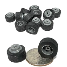 12pc 1993 TYCO TCR HO Slot Less Car REAR WHEELS WITH TIRES Unused Factory Parts