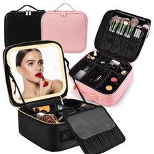 Beauty case con specchio luce LED borsa trucco trousse pennelli make up viaggio