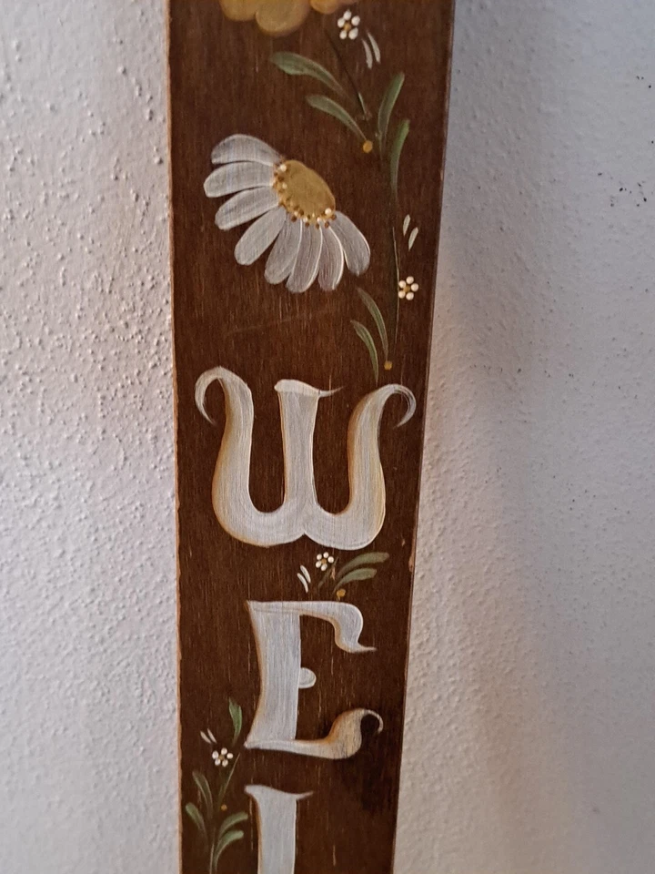 Cartel de bienvenida floral 36" pintado a mano Hunter Cabin Pelt Strecher Foto 4 de 4