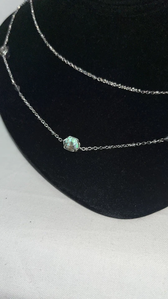 Collar Piedra Abulón Kendra Scott Tono Plata 40 pulgadas Largo, Cierre Langosta Foto 4 de 4