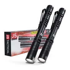 2 Pack J5 TACTICAL LED Flashlight Clip Mini Light Penlight Pocket EXTRA BRIGHT**