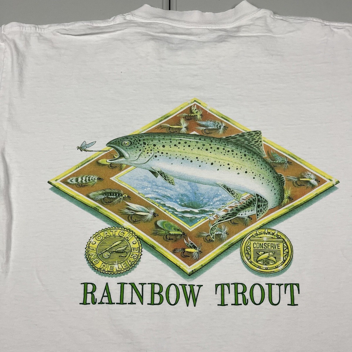 Vintage 90s Thrashed Rainbow Trout Fishing Outdoor Graphic T Vintage 90s Thrashed Rainbow Trout Fishing Outdoor Graphic T