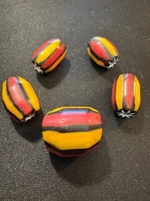 5 Vintage Chevron glass beads (B1065)- Indian - Native Rare Trade 16mm