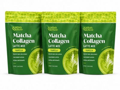 Matcha Collagen Latte Mix Vanilla 7.5oz   Pack of 3 | Skin Hair Nails Support