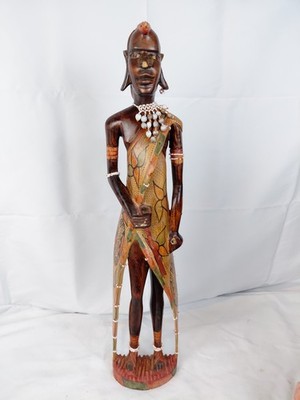 Große afrikanische Holzfigur Ornimentsstämme Mann 62 cm groß