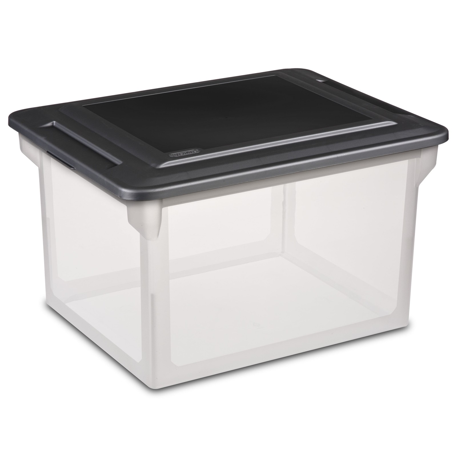 Clear File Storage Box with Black Lid – Holds Letter or Legal Size Documents  