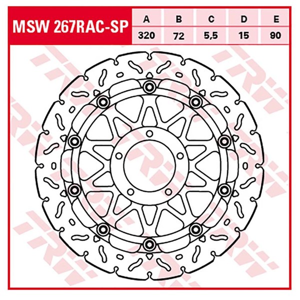 TRW Bremsscheibe 5,5 Mm Ohne ABE (FüR: Ducati Panigale 899 ABS H8 14-15 Vorne )-image