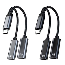 USB C Splitter 1 in 2 Out Double USB C Headphone Charging Adapter Type C Sound
