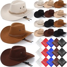 Coume 30 Pieces Western Cowboy Hat Costume Accessories Paisley Bandanna Set C...