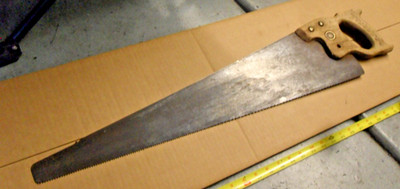 Vintage Disston Wood Handsaw D23 26'' Blade with Wheat Pattern Handle Made in USA
