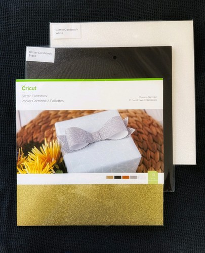 Cricut 12x12 Glitter Cardstock - White, Black, And Classics Sampler - Picture 1 of 1