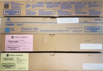 Genuine Konica Minolta TN512 Full Toner Set of 4 CMYK Bizhub TN-512 OEM NEW