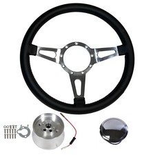 14 Black Leather Steering Wheel Kit Chevelleel Camino 67-68 9-bolt W Polis... 14 Black Leather Steering Wheel Kit Chevelleel Camino 67-68 9-bolt W Polis...