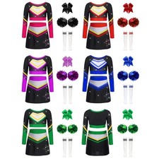 Kids Girls Set Halloween Uniform Round Neck Skirt Dress Up Outfits Flower Balls