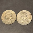 Ben Franklin Half Dollar 90% Silver, Lot of 2 1963-D Priced at Melt Value
