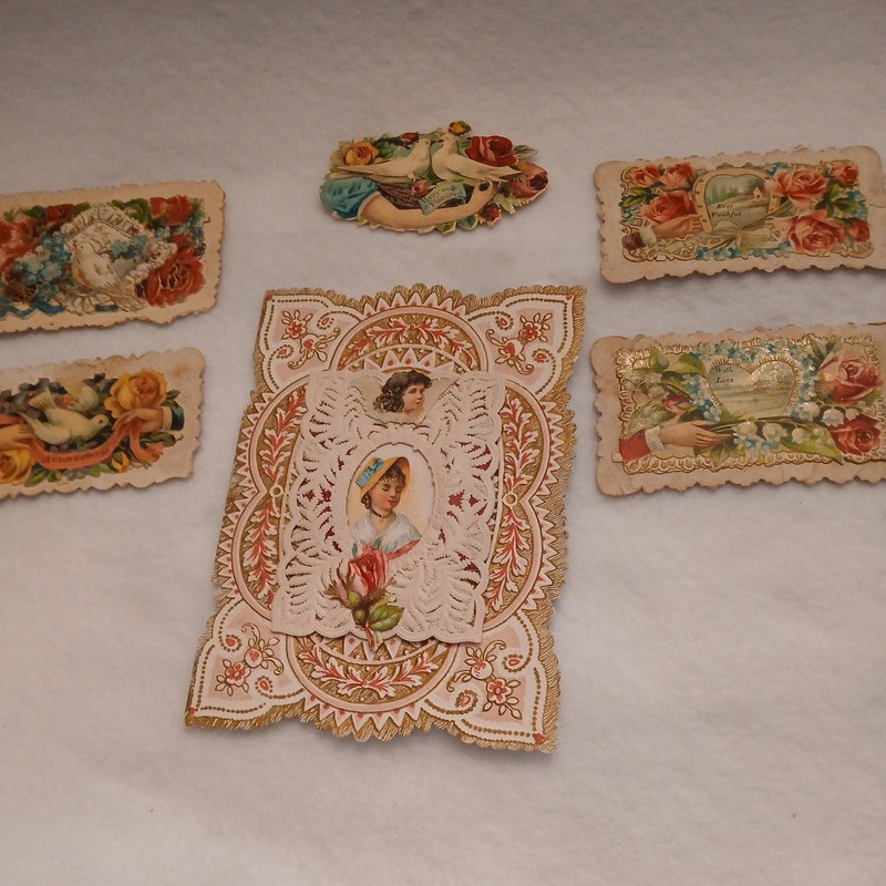 Vtg  Late 1800s to Early 1900's Antique Valentine's Day Cards Lot of 6