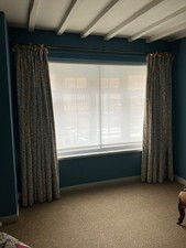 curtains lined & interlined sanderson larksong dove/honey hand stitched