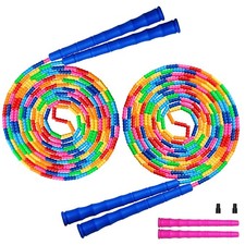 Double Dutch Jump Rope Long Jump Rope 16 FT 1 Pack/2 Pack, Adjustable Soft Be...
