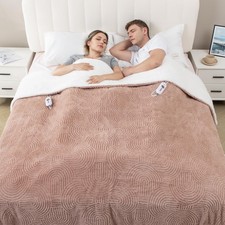 Heated Blanket King Size - 100"x90" Brown Cozy Soft Jacquard Heating Blanket