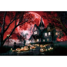 7x5 FT Gothic Halloween Haunted House Scary Cemetery Photography Backdrop