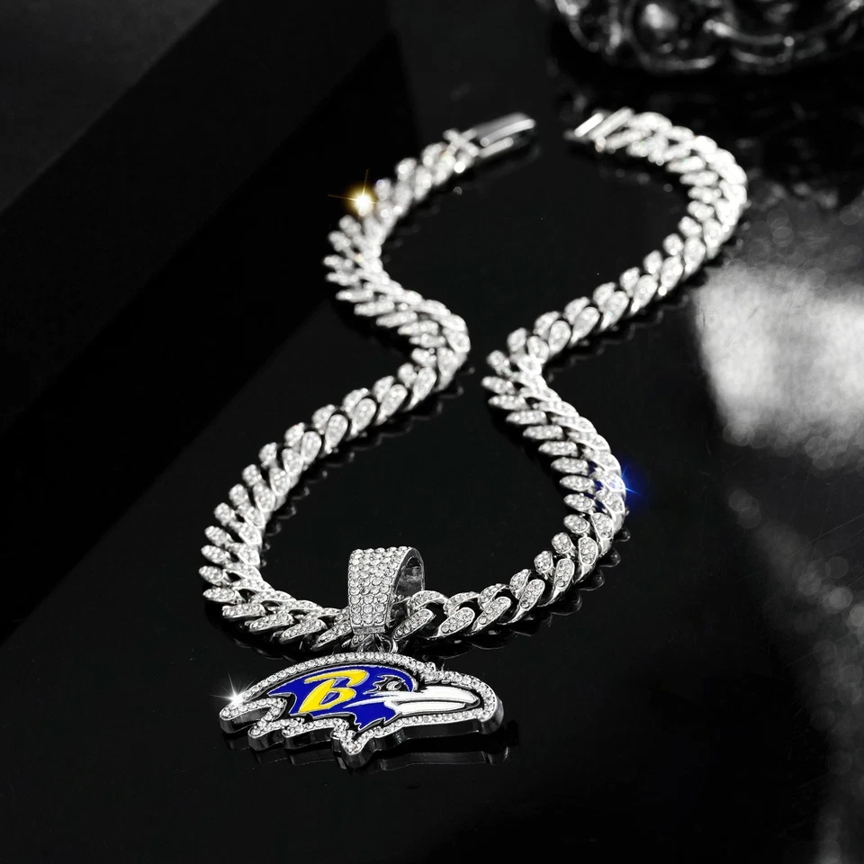 Baltimore Ravens NFL Men's Personalized Hip Hop Cuban Chain Necklace - Image 4 of 4
